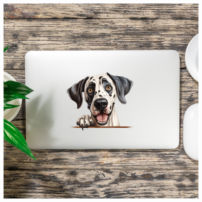 White Black Dog Dalmatian Happy Face Vinyl Sticker Decal