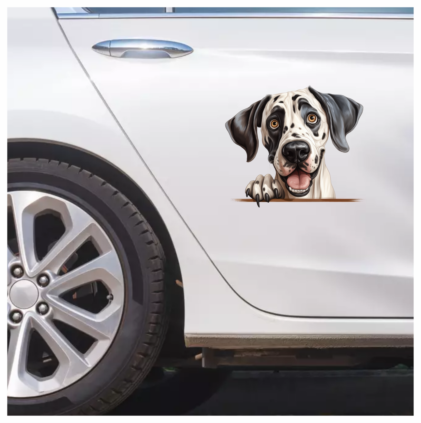 White Black Dog Dalmatian Happy Face Vinyl Sticker Decal
