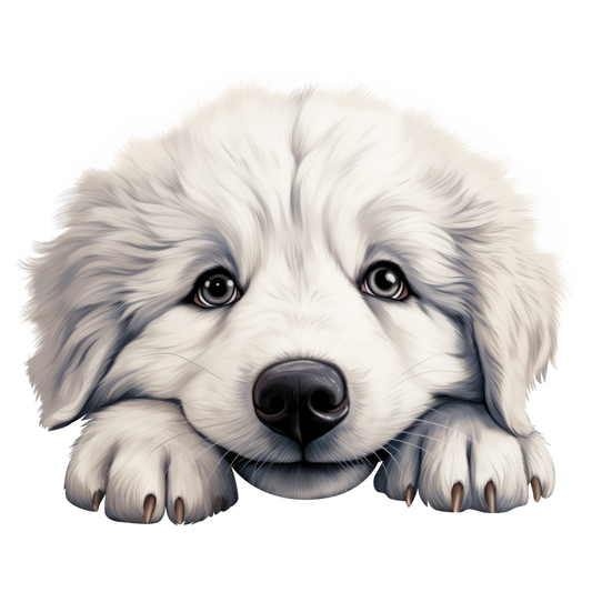 White Puppy Dog Cute Fluffy Vinyl Sticker Decal