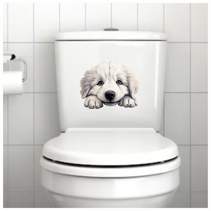 White Puppy Dog Cute Fluffy Vinyl Sticker Decal