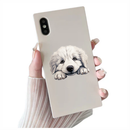 White Puppy Dog Cute Fluffy Vinyl Sticker Decal