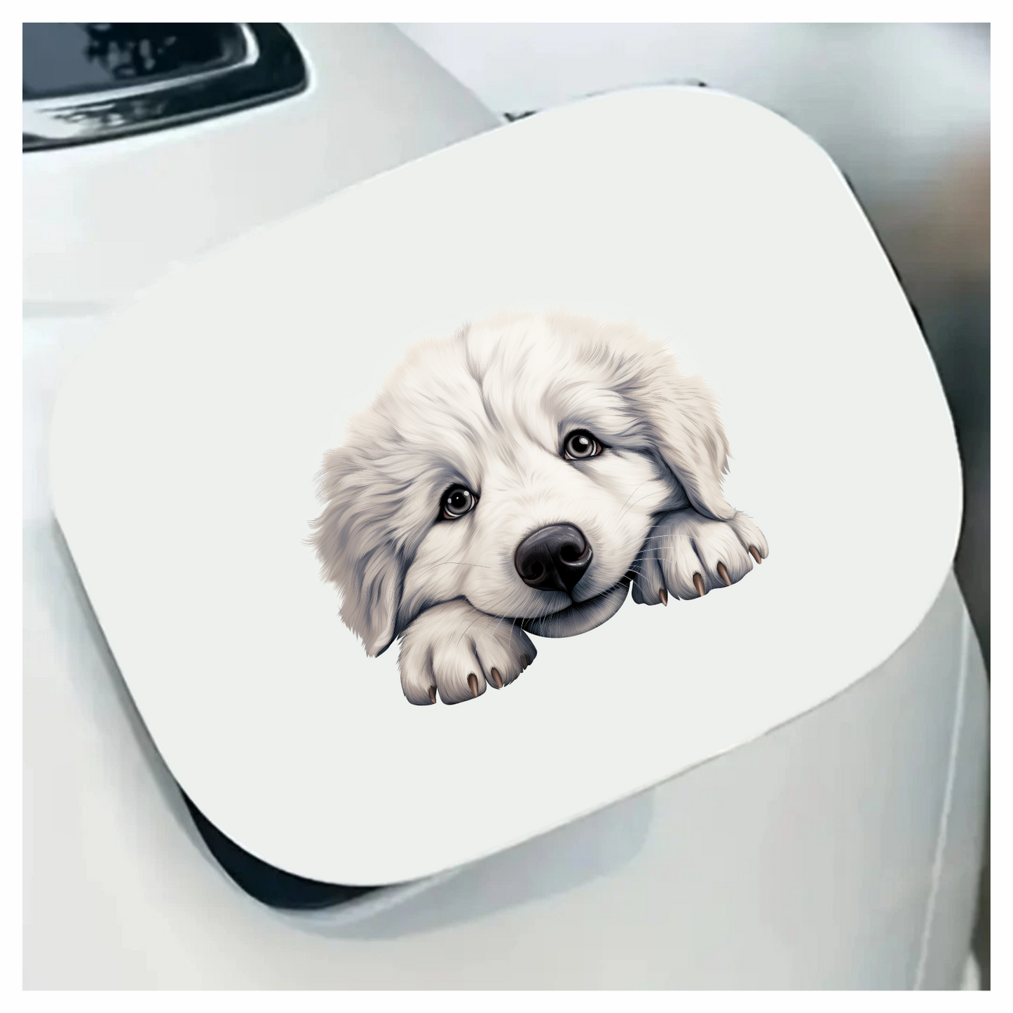 White Puppy Dog Cute Fluffy Vinyl Sticker Decal