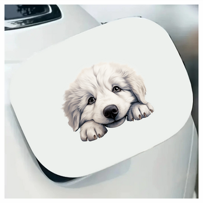 White Puppy Dog Cute Fluffy Vinyl Sticker Decal