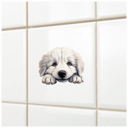 White Puppy Dog Cute Fluffy Vinyl Sticker Decal
