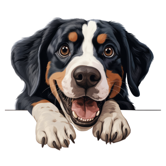 Black Dog Bernese Mountain Happy Vinyl Sticker Decal