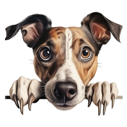Brown White Dog Terrier Face Vinyl Sticker Decal