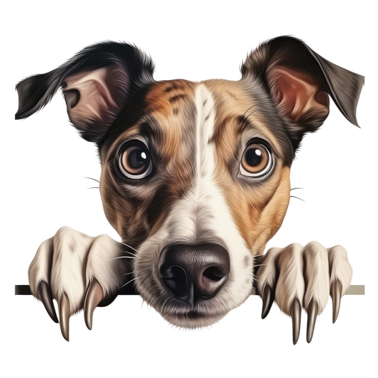Brown White Dog Terrier Face Vinyl Sticker Decal