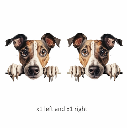 Brown White Dog Terrier Face Vinyl Sticker Decal