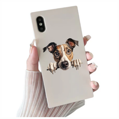 Brown White Dog Terrier Face Vinyl Sticker Decal
