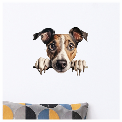 Brown White Dog Terrier Face Vinyl Sticker Decal