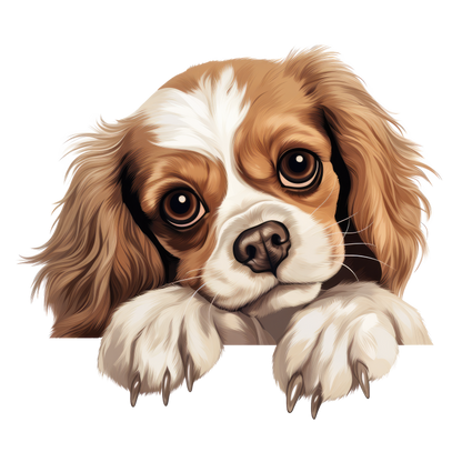 Brown White Dog Cavalier Spaniel Vinyl Sticker Decal