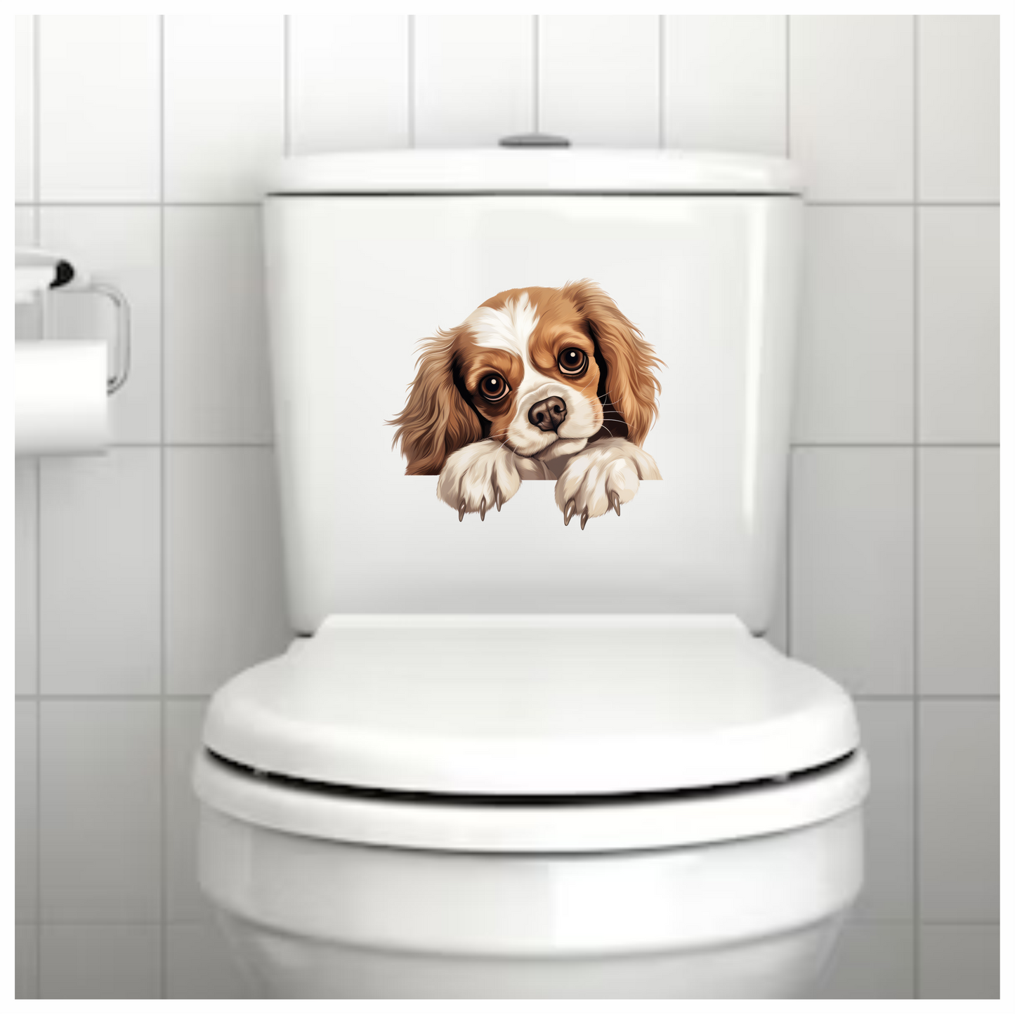 Brown White Dog Cavalier Spaniel Vinyl Sticker Decal