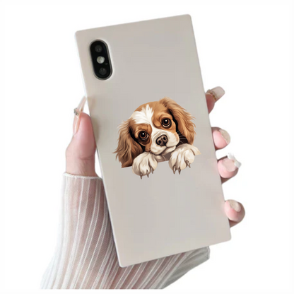 Brown White Dog Cavalier Spaniel Vinyl Sticker Decal