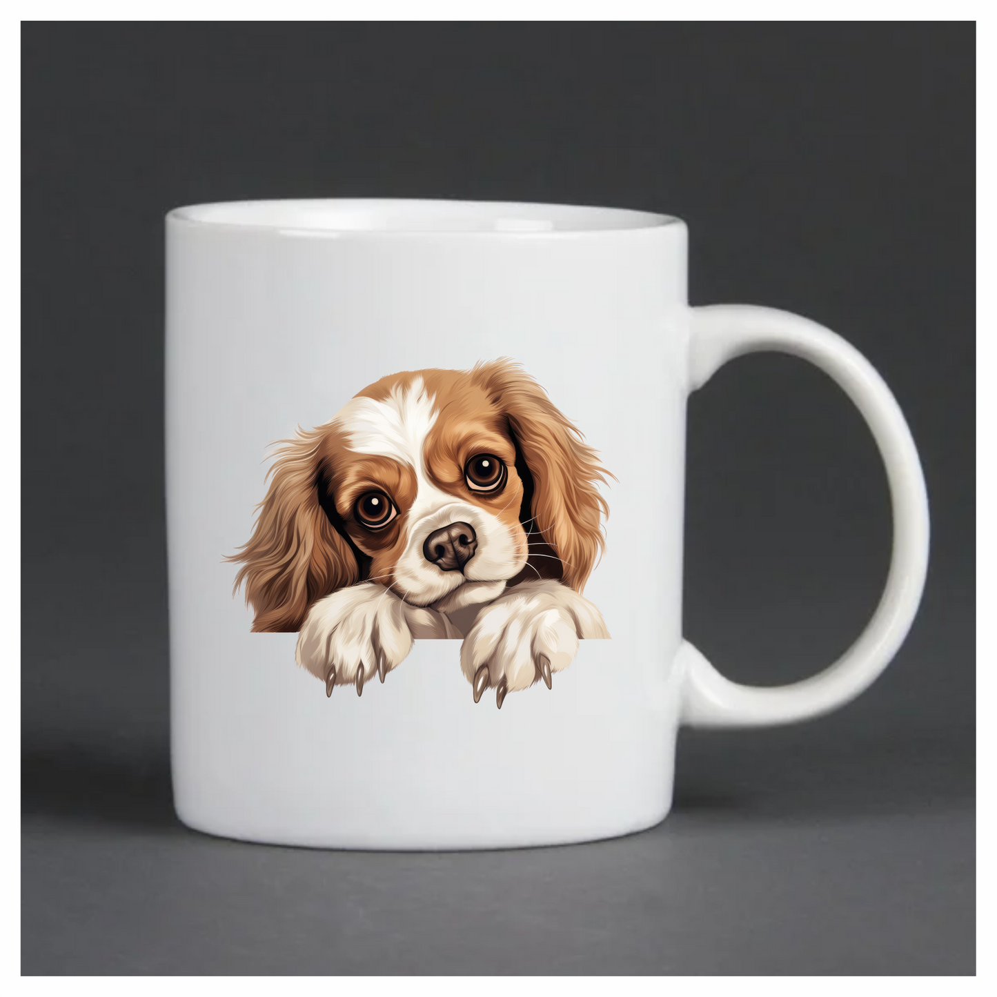 Brown White Dog Cavalier Spaniel Vinyl Sticker Decal