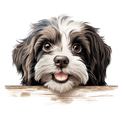 Black White Dog Shih Tzu Happy Vinyl Sticker Decal