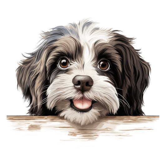 Black White Dog Shih Tzu Happy Vinyl Sticker Decal