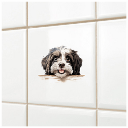 Black White Dog Shih Tzu Happy Vinyl Sticker Decal