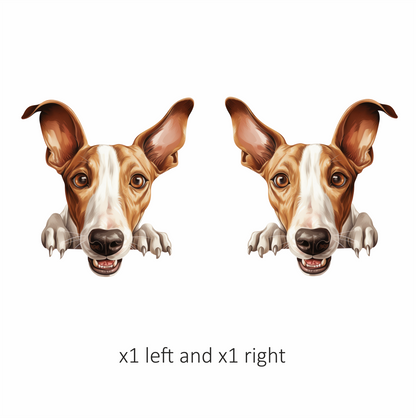 Brown White Dog Greyhound Face Vinyl Sticker Decal
