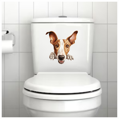 Brown White Dog Greyhound Face Vinyl Sticker Decal