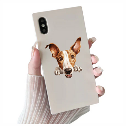 Brown White Dog Greyhound Face Vinyl Sticker Decal