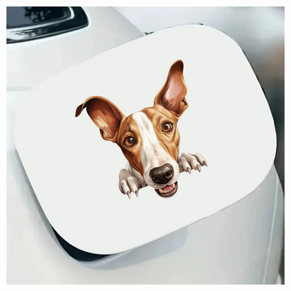 Brown White Dog Greyhound Face Vinyl Sticker Decal