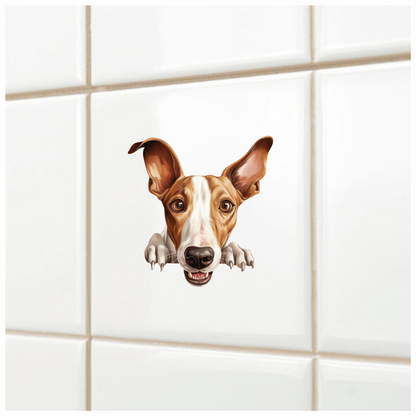 Brown White Dog Greyhound Face Vinyl Sticker Decal