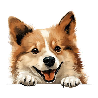 Brown Dog Corgi Happy Face Vinyl Sticker Decal