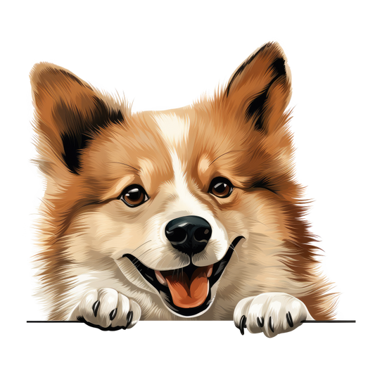 Brown Dog Corgi Happy Face Vinyl Sticker Decal