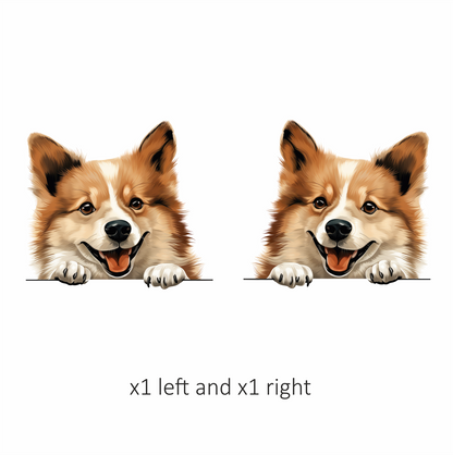 Brown Dog Corgi Happy Face Vinyl Sticker Decal