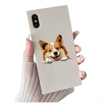 Brown Dog Corgi Happy Face Vinyl Sticker Decal