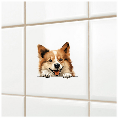 Brown Dog Corgi Happy Face Vinyl Sticker Decal