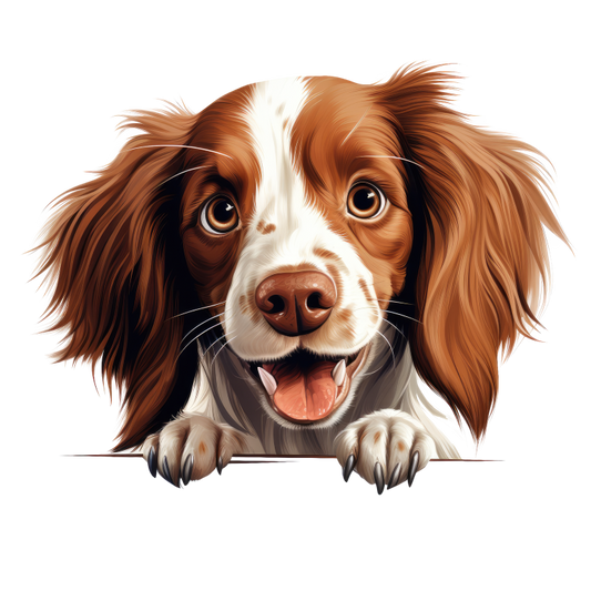 Brown White Dog Spaniel Happy Face Vinyl Sticker Decal