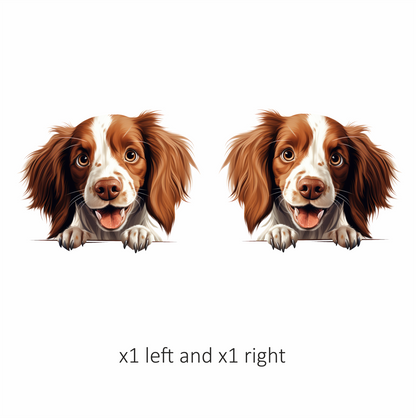 Brown White Dog Spaniel Happy Face Vinyl Sticker Decal