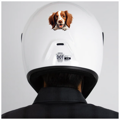 Brown White Dog Spaniel Happy Face Vinyl Sticker Decal