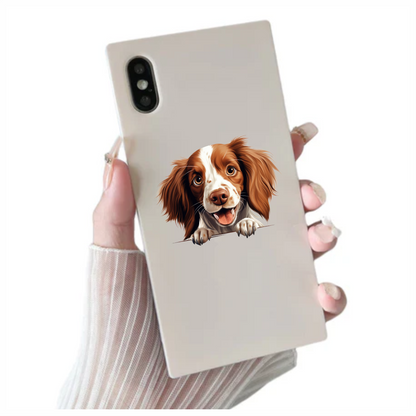 Brown White Dog Spaniel Happy Face Vinyl Sticker Decal