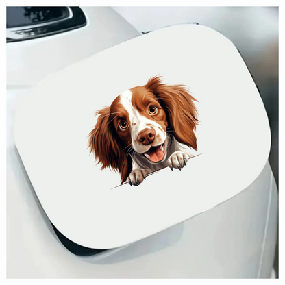 Brown White Dog Spaniel Happy Face Vinyl Sticker Decal