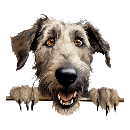 Brown Dog Irish Wolfhound Smiling Vinyl Sticker Decal