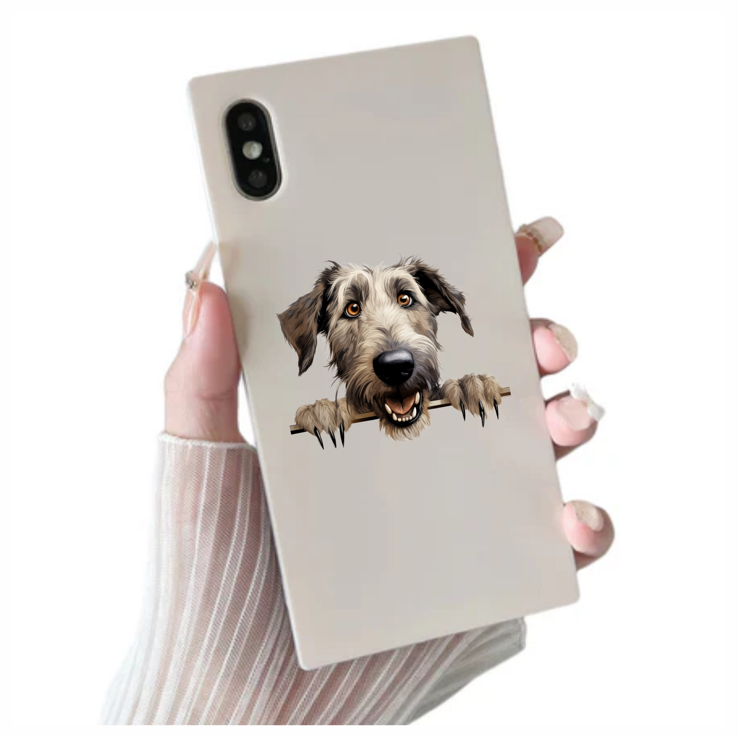 Brown Dog Irish Wolfhound Smiling Vinyl Sticker Decal