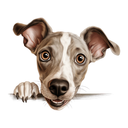 Brown Dog Whippet Cartoon Cute Vinyl Sticker Decal