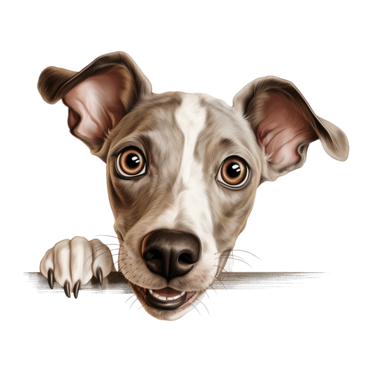 Brown Dog Whippet Cartoon Cute Vinyl Sticker Decal