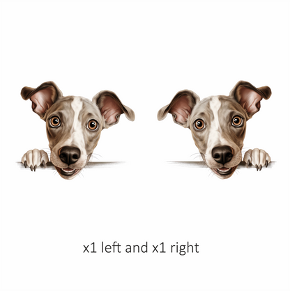 Brown Dog Whippet Cartoon Cute Vinyl Sticker Decal