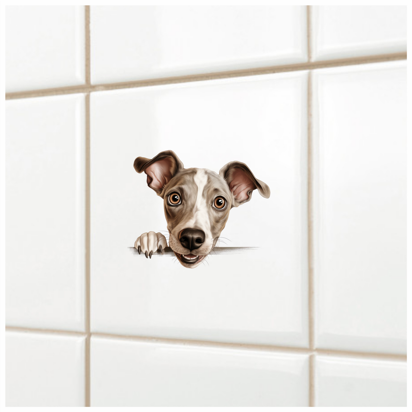 Brown Dog Whippet Cartoon Cute Vinyl Sticker Decal