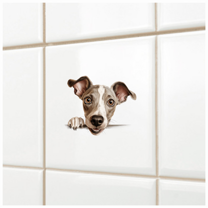 Brown Dog Whippet Cartoon Cute Vinyl Sticker Decal