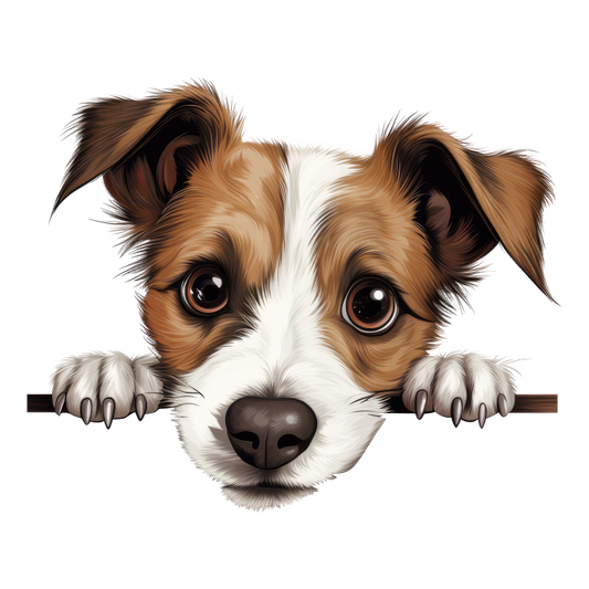 Brown White Dog Terrier Face Vinyl Sticker Decal