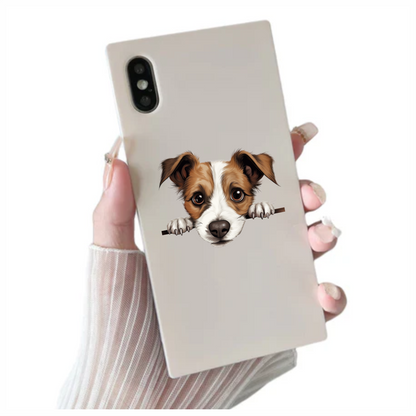 Brown White Dog Terrier Face Vinyl Sticker Decal