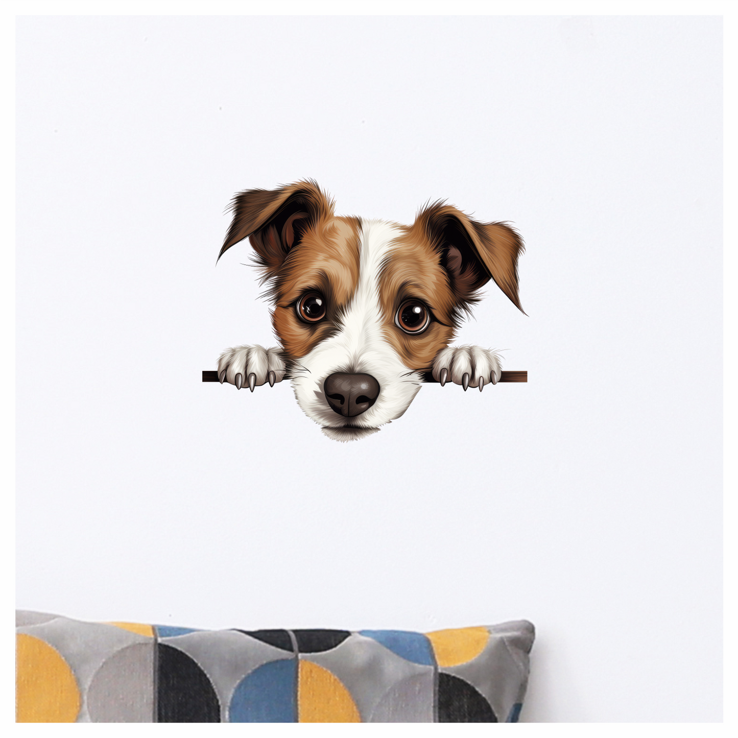 Brown White Dog Terrier Face Vinyl Sticker Decal