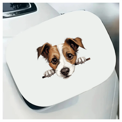 Brown White Dog Terrier Face Vinyl Sticker Decal