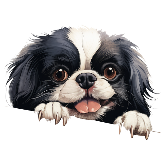 Black White Dog Spaniel Happy Face Vinyl Sticker Decal