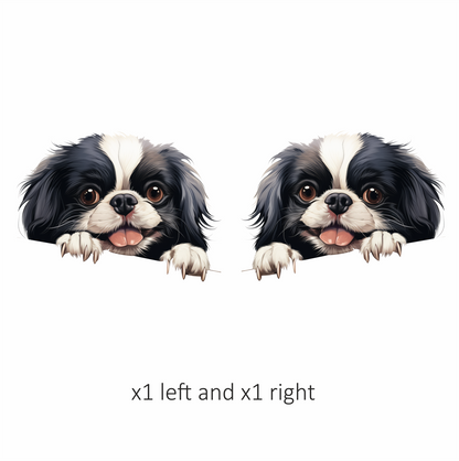 Black White Dog Spaniel Happy Face Vinyl Sticker Decal