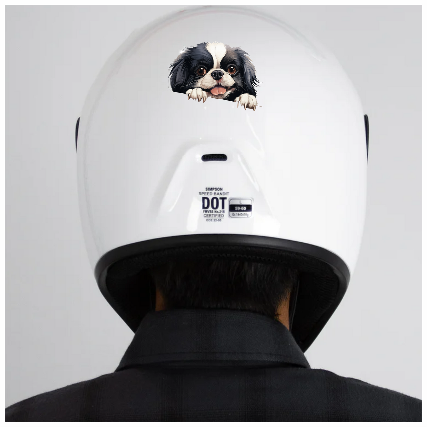 Black White Dog Spaniel Happy Face Vinyl Sticker Decal